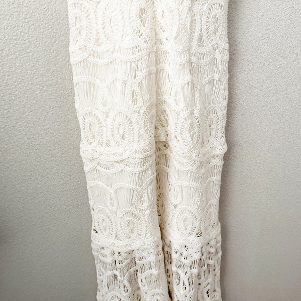 Alexis Yvonna White Lace Halter Midi Dress Tiered Eyelet Wedding Event Size S - Picture 9 of 10